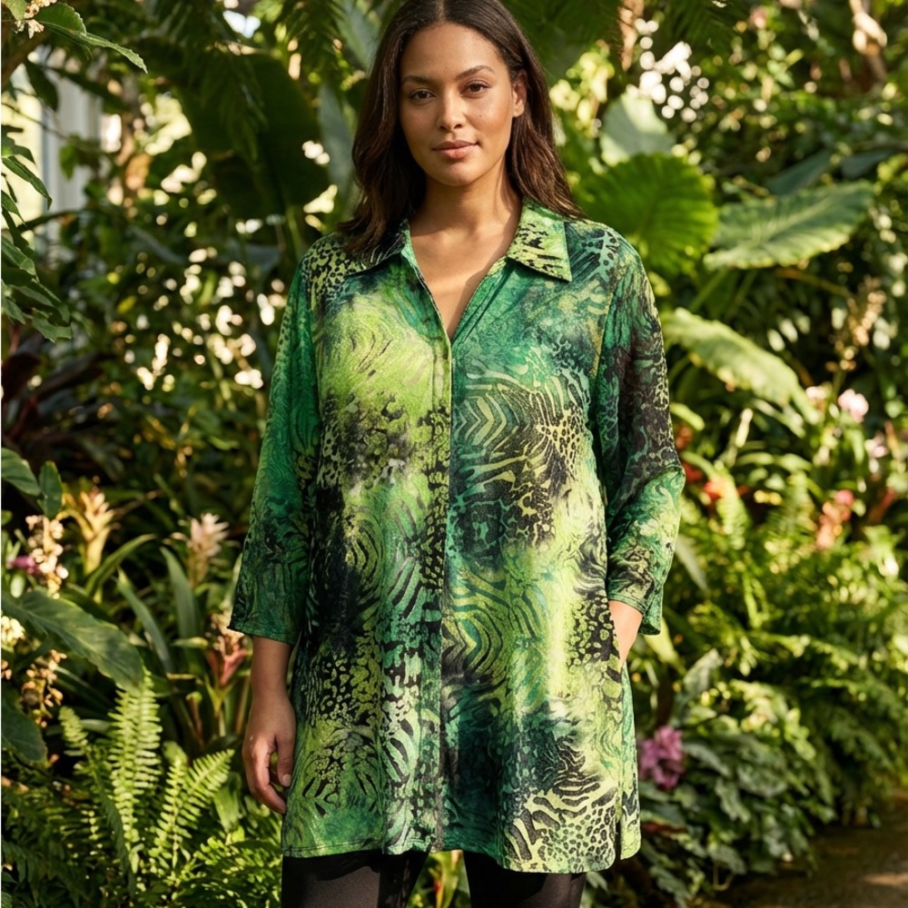 Ruby Rd. Green Patterned Tunic - image 1